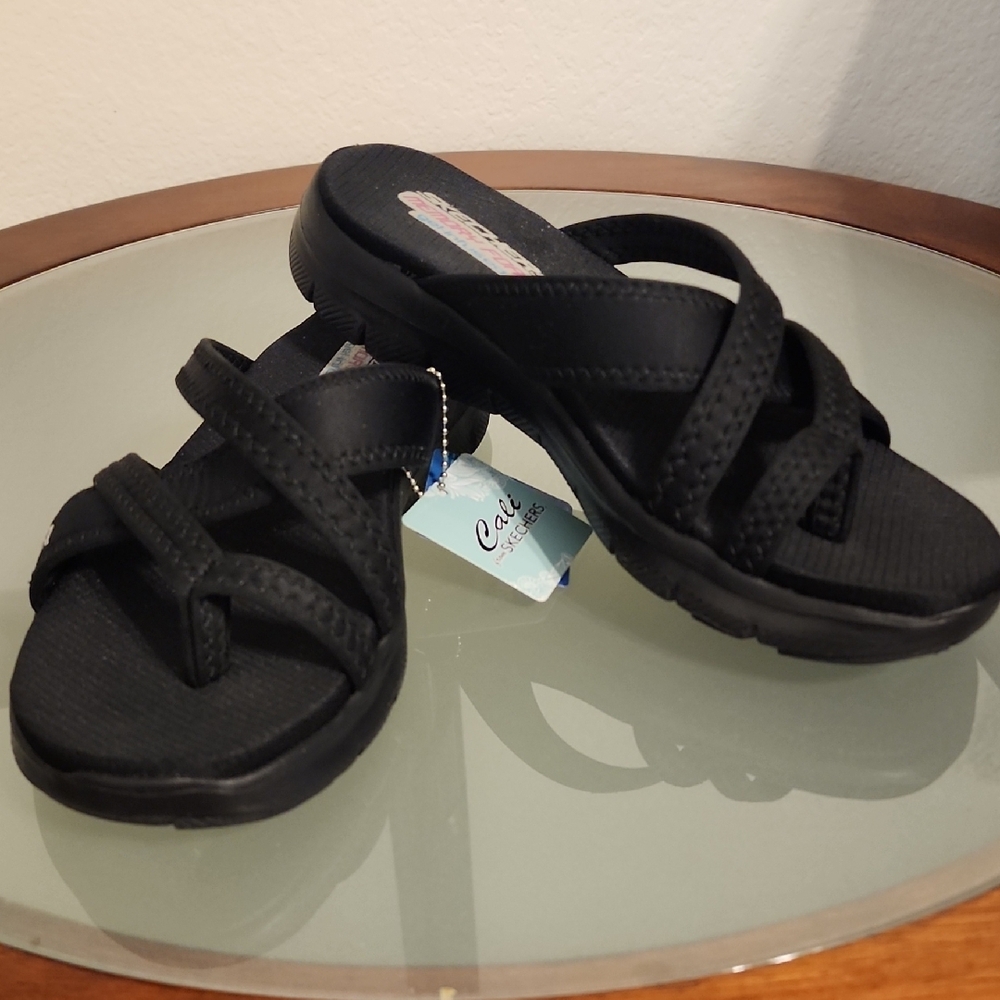 Skechers Black Sandals Flex Appeal 9 NWT